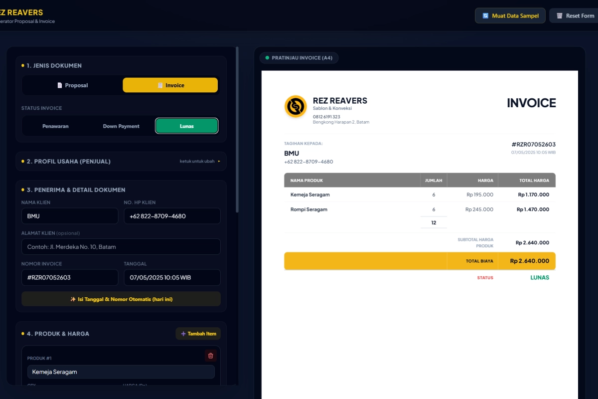 Preview desktop Invoice Generator